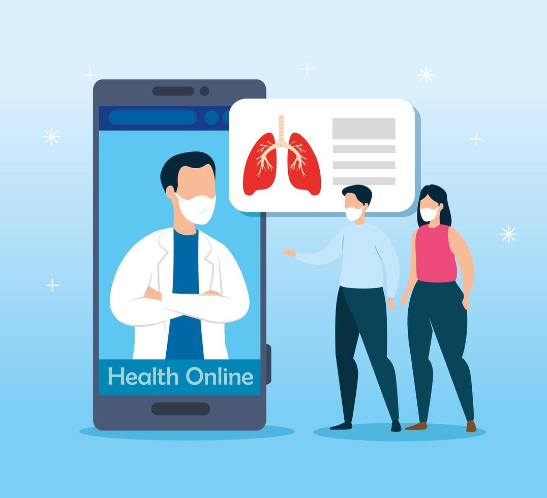 gezondheidstechnologie online met zieke mensen vector