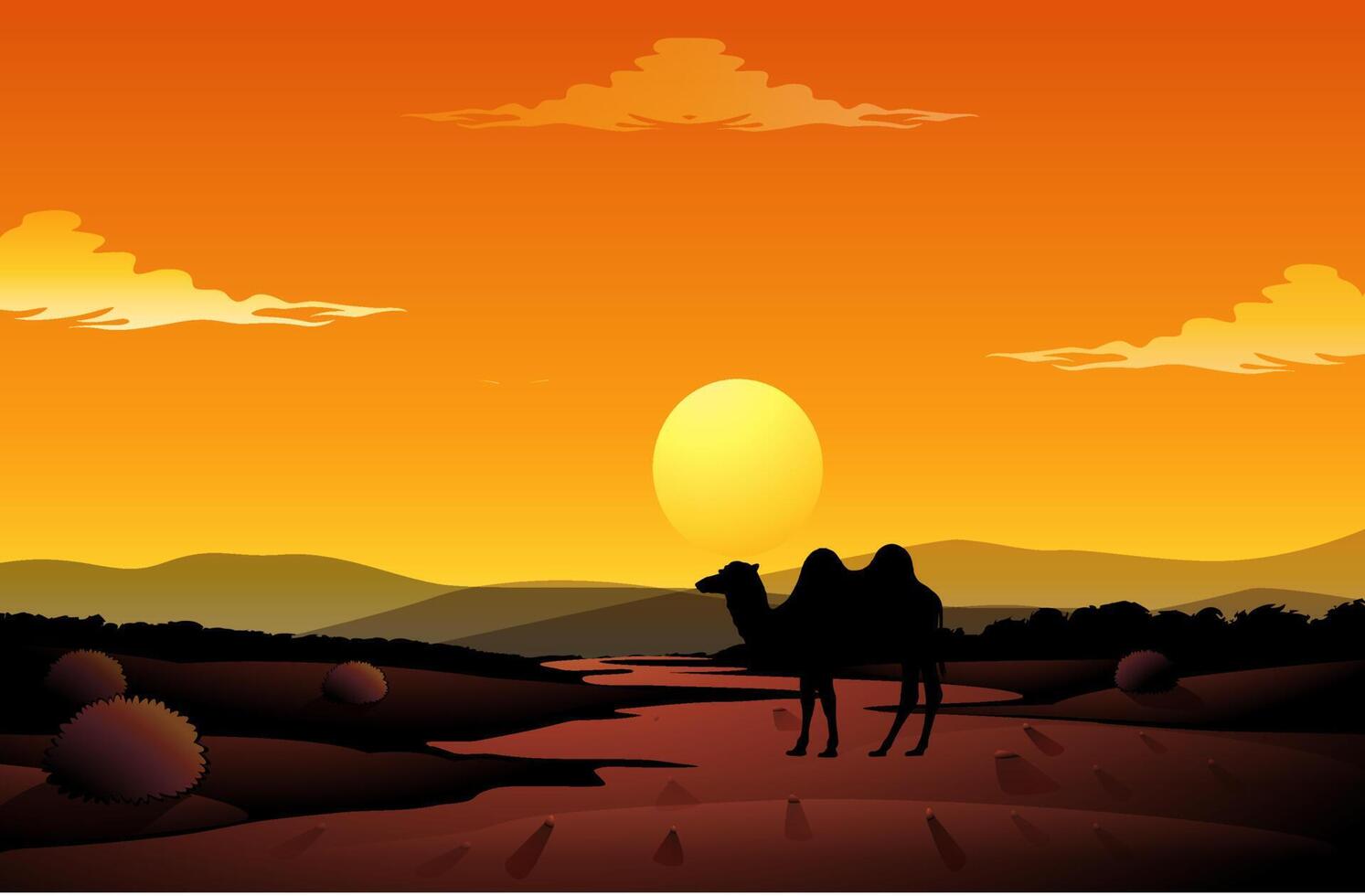 natuurlandschap in silhouet met man die berg beklimt vector