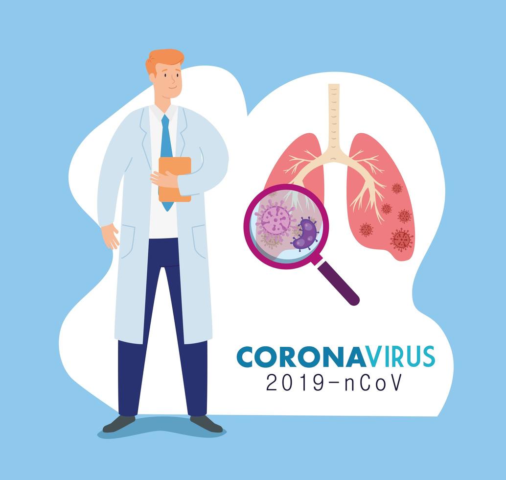 arts met longen voor een coronavirus-banner vector