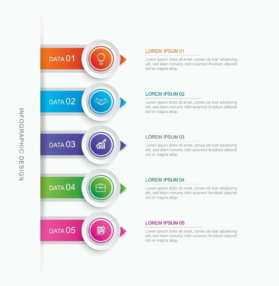 5 cirkel stap infographic met abstracte tijdlijnsjabloon. presentatiestap zakelijke moderne achtergrond. vector