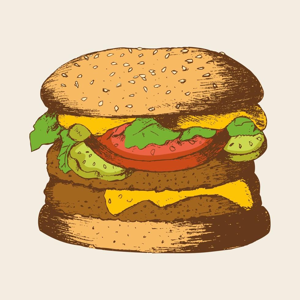 schets illustratie van een hamburger vector