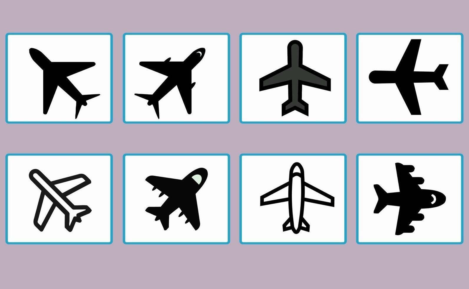 set vliegtuig pictogrammen, symbolen, voor verschillende ontwerpelementen vector