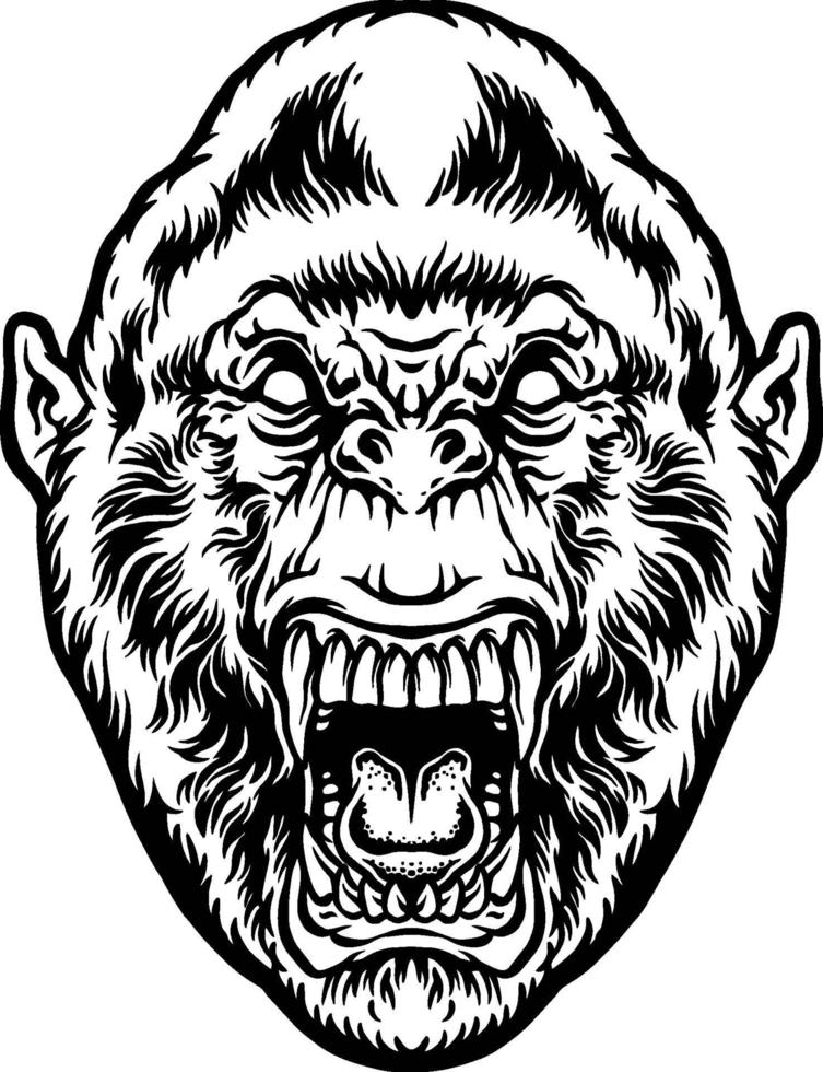 boos beest gorilla hoofd illustratie vector