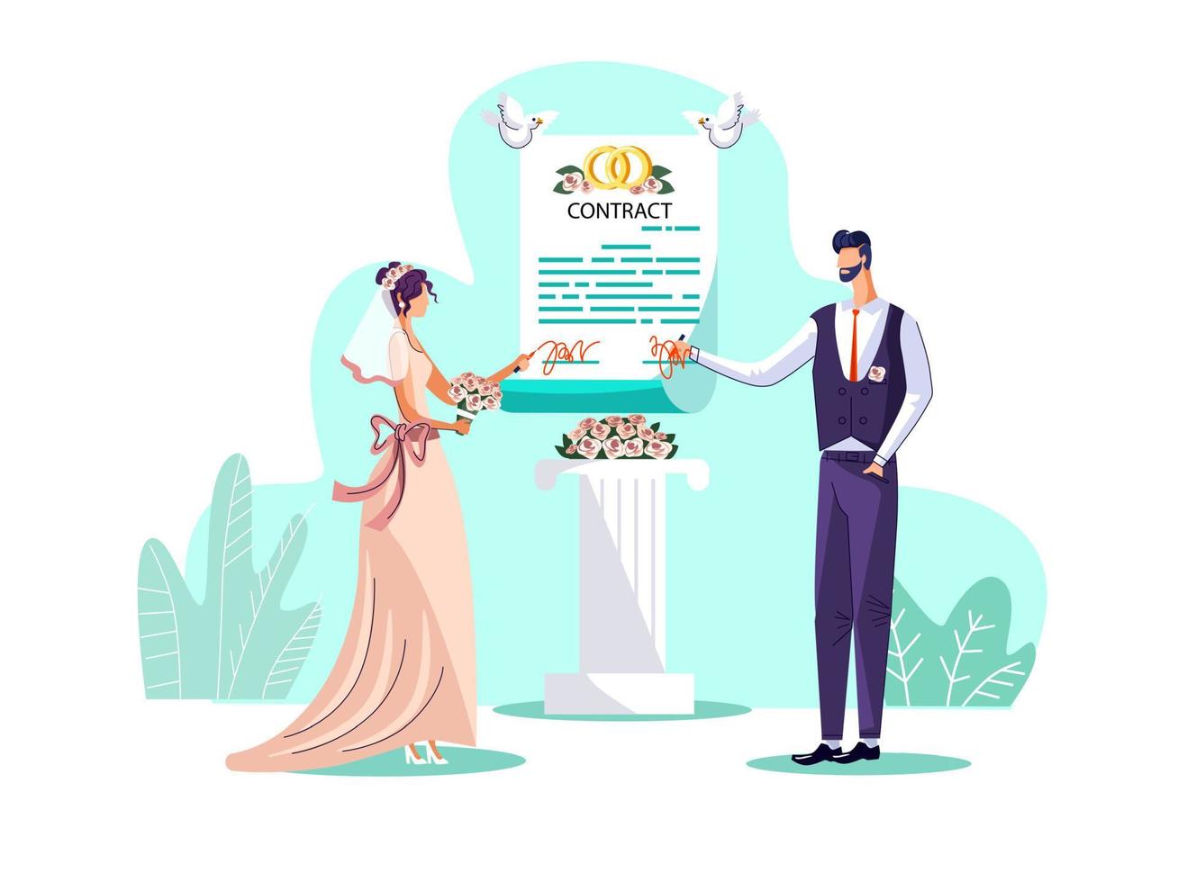 huwelijk contract concept vector illustratie