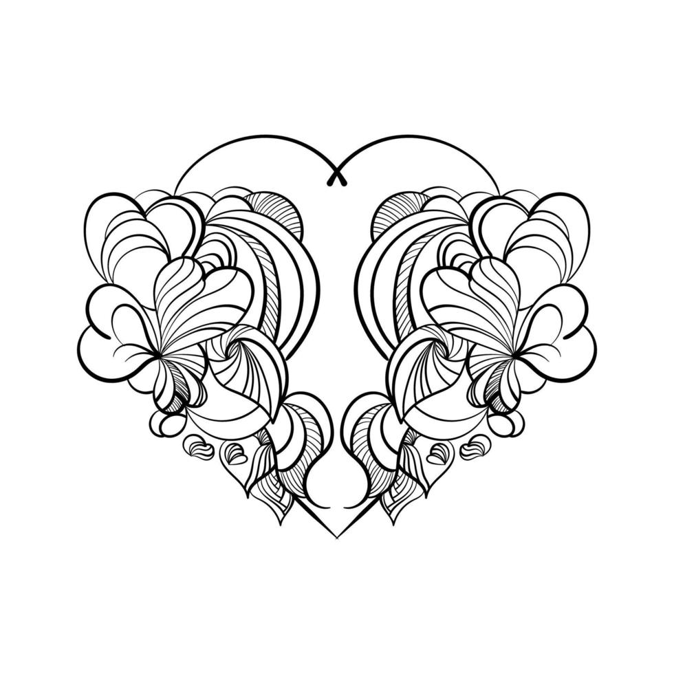 liefde hart bloemen tekening kunst vector illustratie