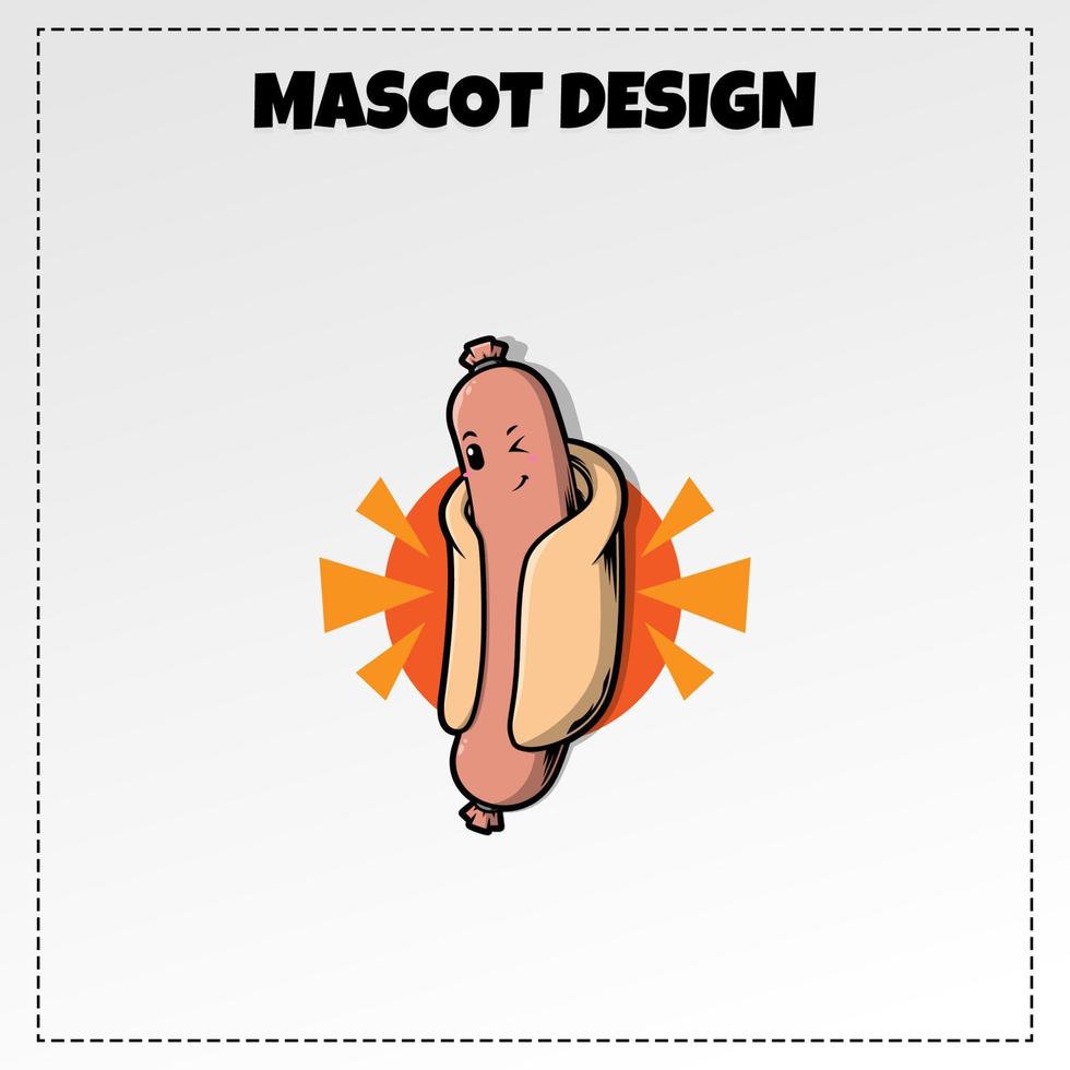 vector voedsel logo hotdog mascotte illustratie vector ontwerp