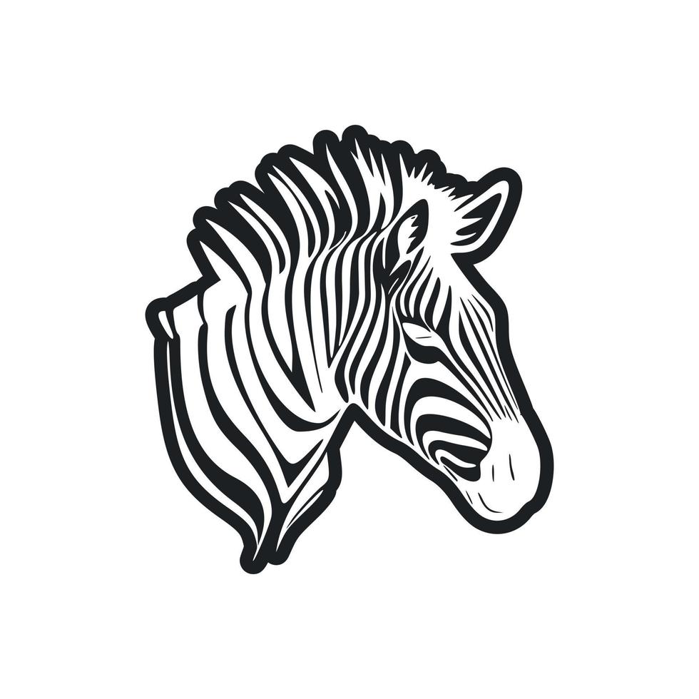 zwart en wit eenvoudig logo met lief zebra vector