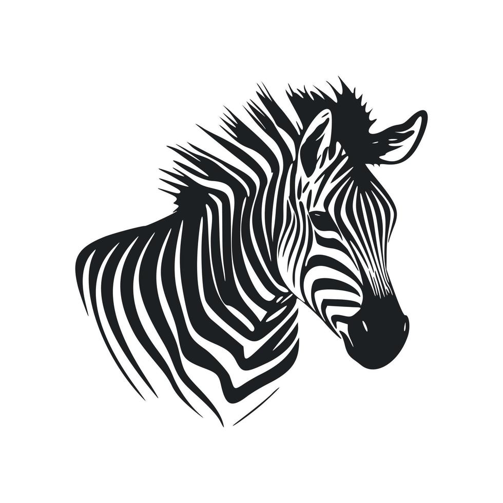 zwart en wit ongecompliceerd logo met charmant zebra vector