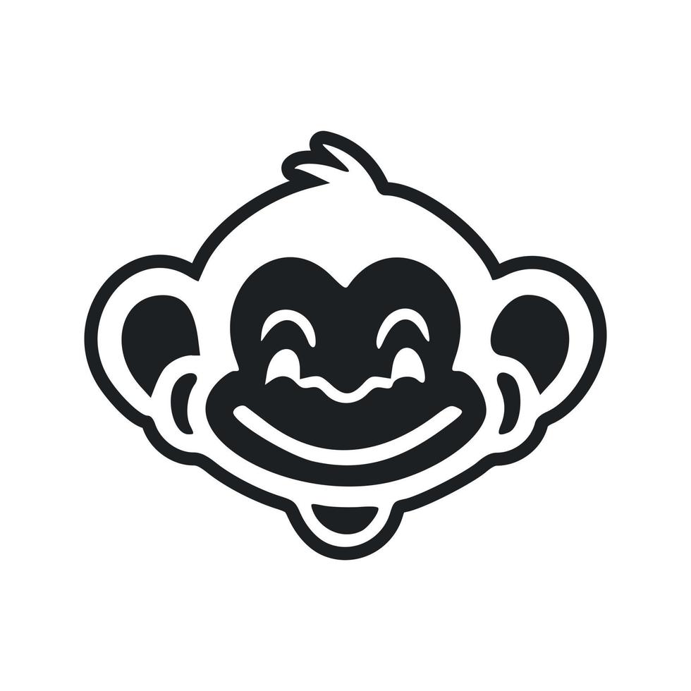 zwart en wit licht logo met een aanbiddelijk en schattig aap. vector