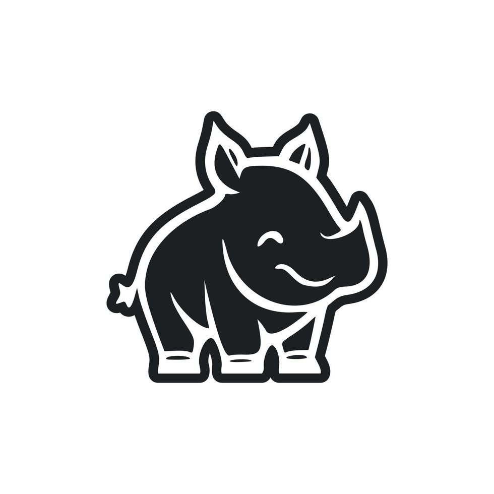 zwart en wit gemakkelijk logo met aanbiddelijk vrolijk nijlpaard. vector
