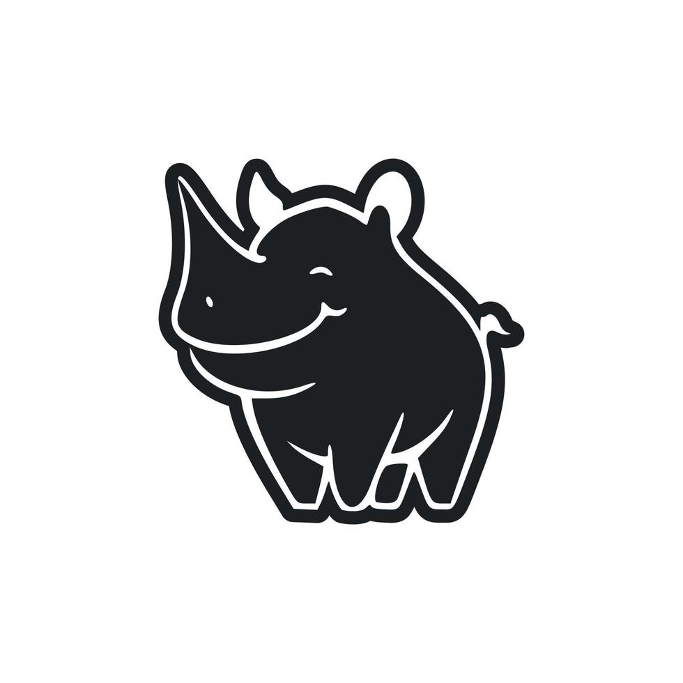 zwart en wit lichtgewicht logo met aanbiddelijk vrolijk nijlpaard. vector