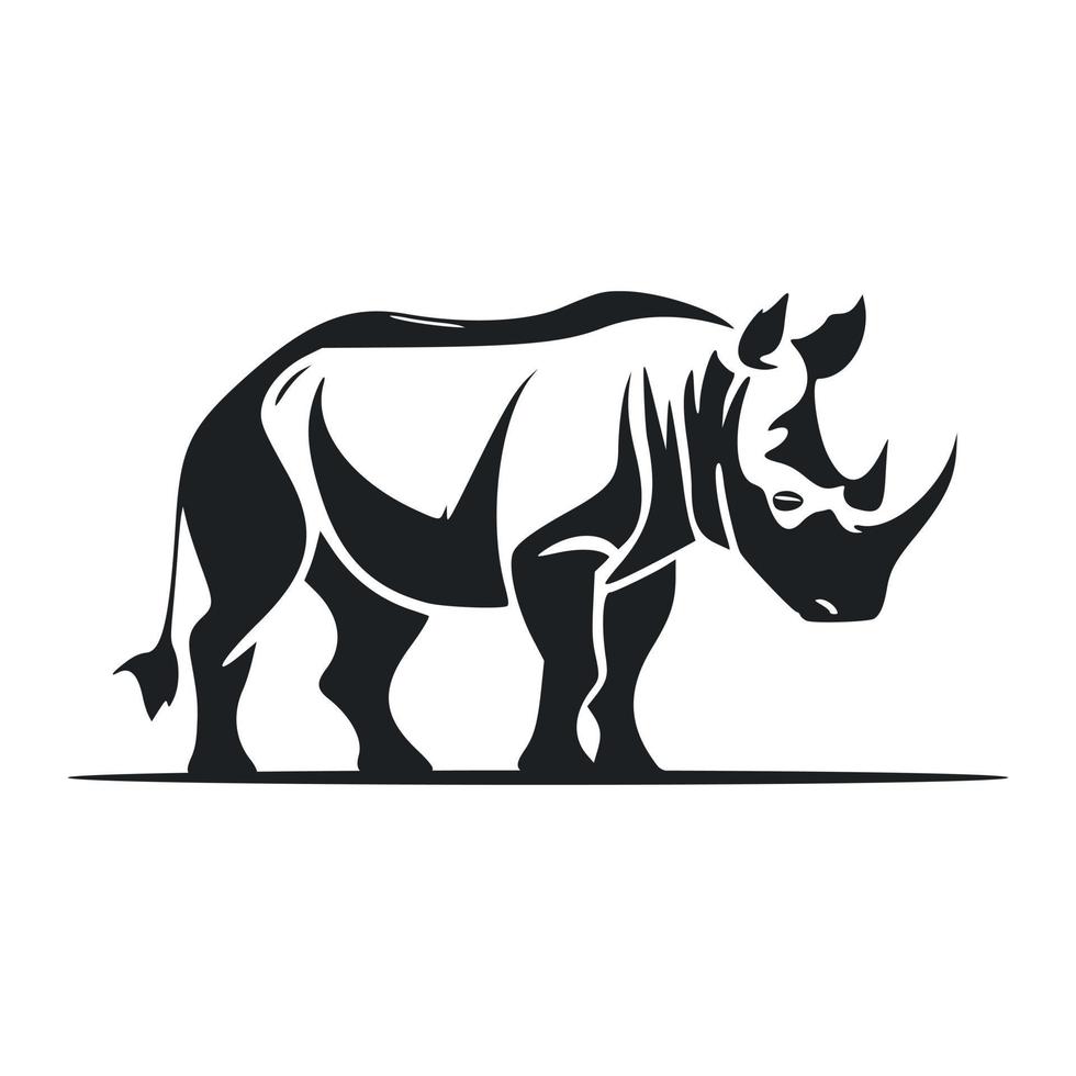 zwart en wit gemakkelijk logo met mooi hoor neushoorn vector