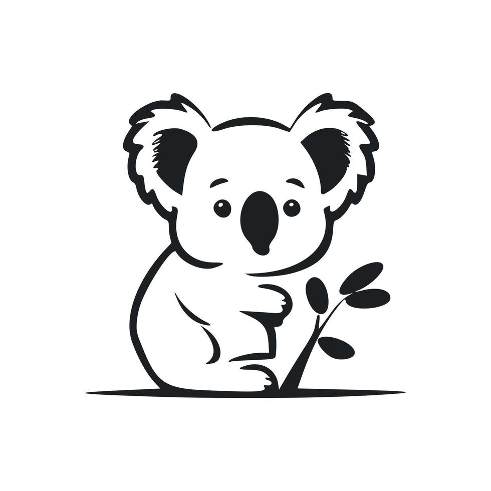 zwart en wit ongecompliceerd logo met esthetisch en schattig koala. vector