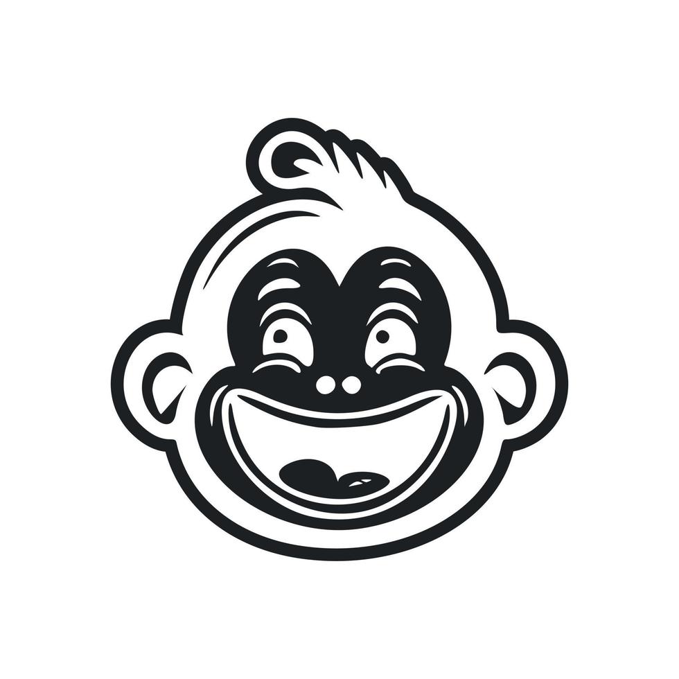 zwart en wit eenvoudig logo met aantrekkelijk en schattig aap. vector