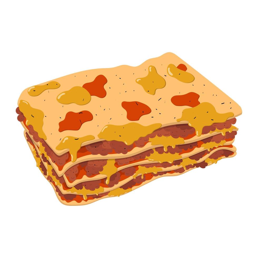 lasagne. vector illustratie Aan een wit achtergrond.