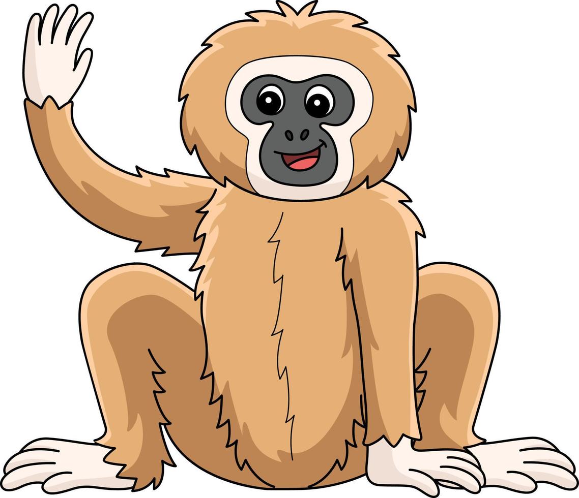 gibbon dier tekenfilm gekleurde clip art illustratie vector