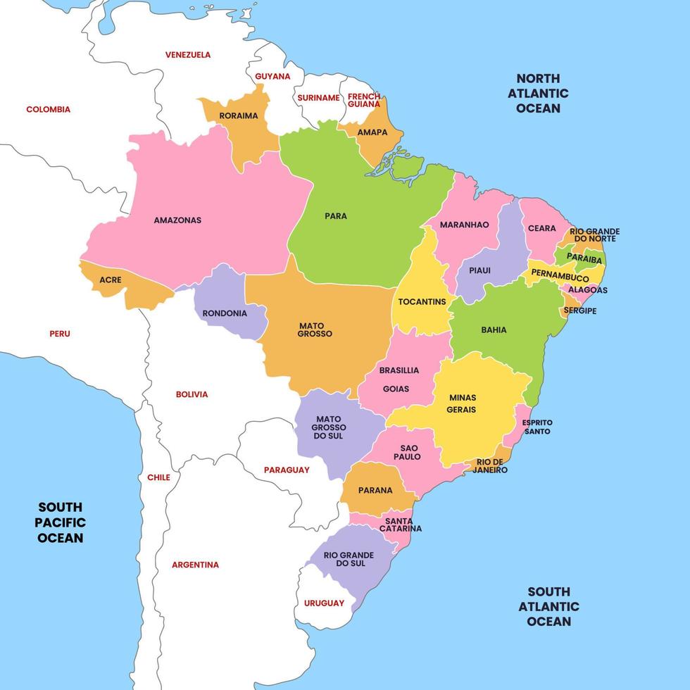 gedetailleerd Brazilië land kaart vector