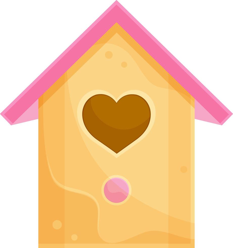 vector illustratie schattig houten vogelhuisje, klein houten huis, voorjaar illustratie