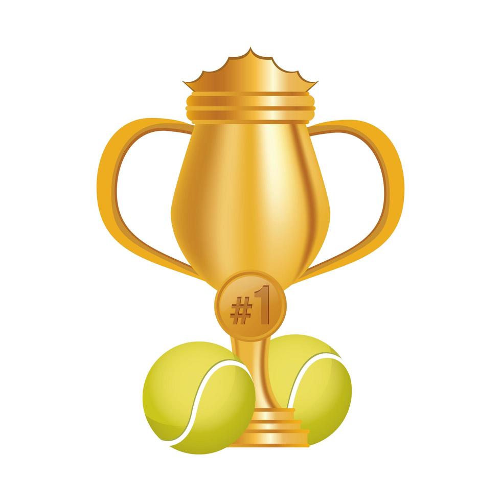 tennisballen met trofee beker vector