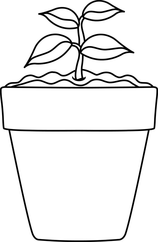 helder vector illustratie van een pot met zaailingen, een jong plant, binnen- planten en een groente tuin, tekening en schetsen