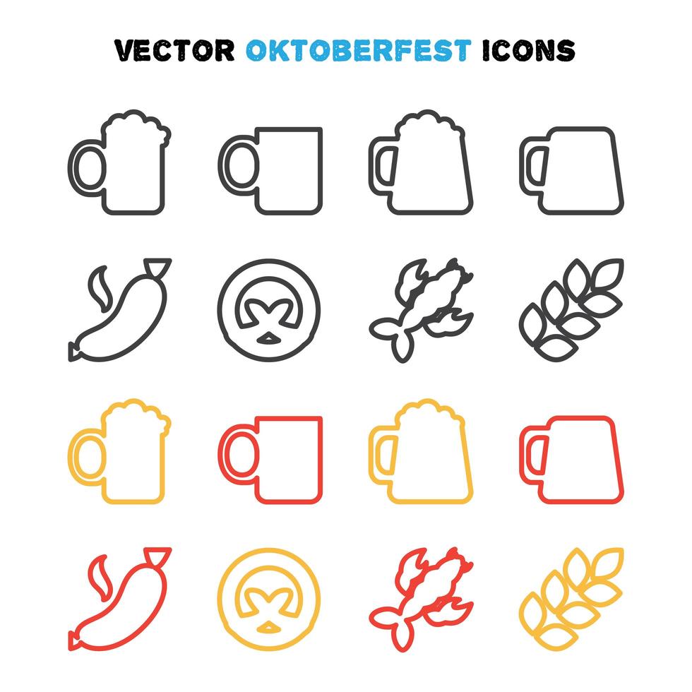 oktoberfest pictogrammen instellen vector