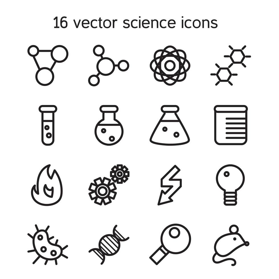 wetenschap stel pictogrammen vector