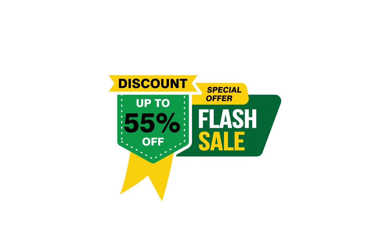 55 procent flash uitverkoop bieden, opruiming, Promotie banier lay-out met sticker stijl. vector
