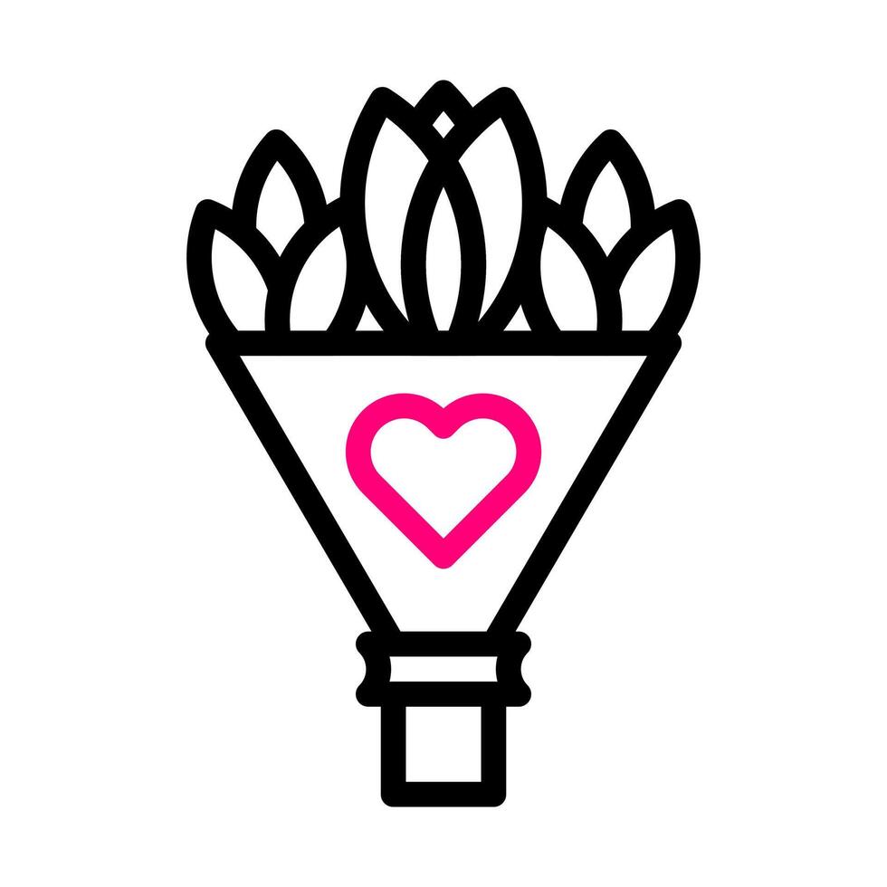 boeket icoon duokleur roze stijl Valentijn illustratie vector element en symbool perfect.