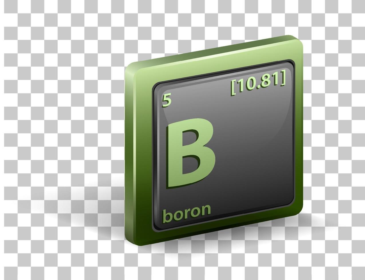 boor scheikundig element. chemisch symbool met atoomnummer en atoommassa. vector