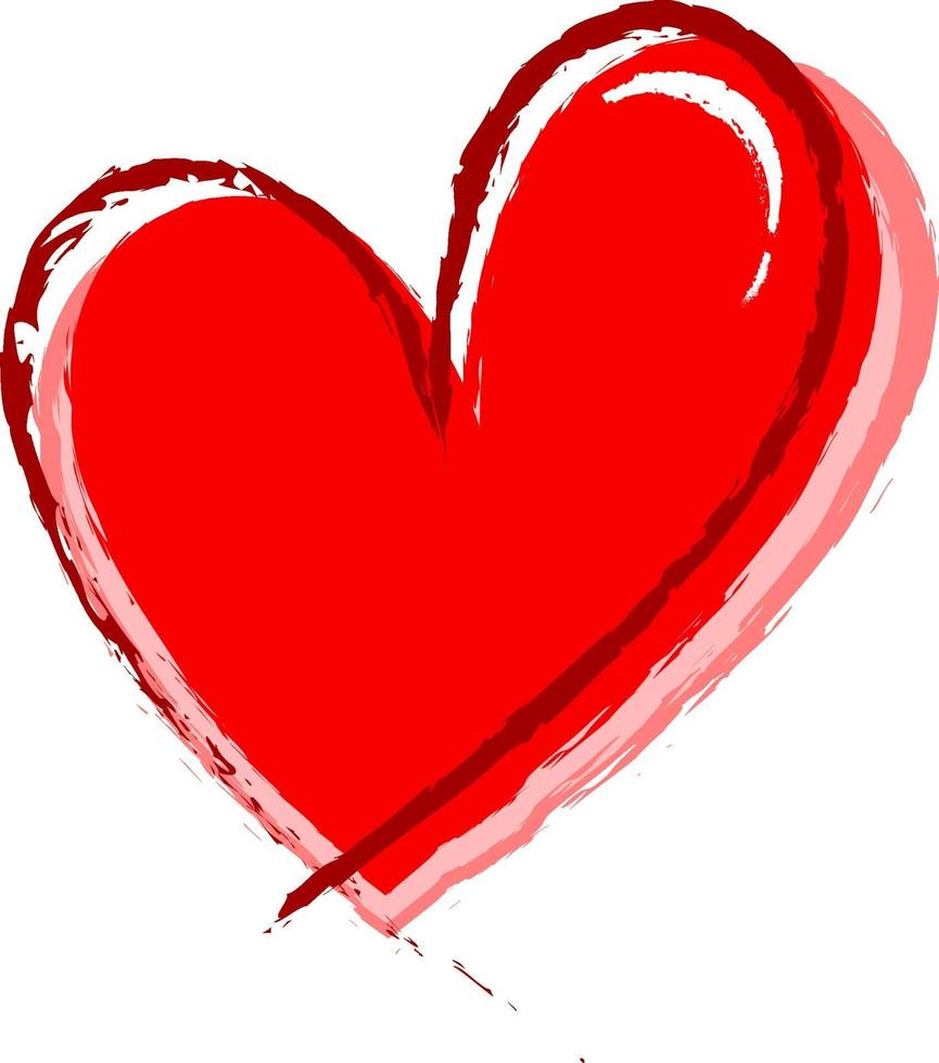 rood hart hand getekend geïsoleerd vector