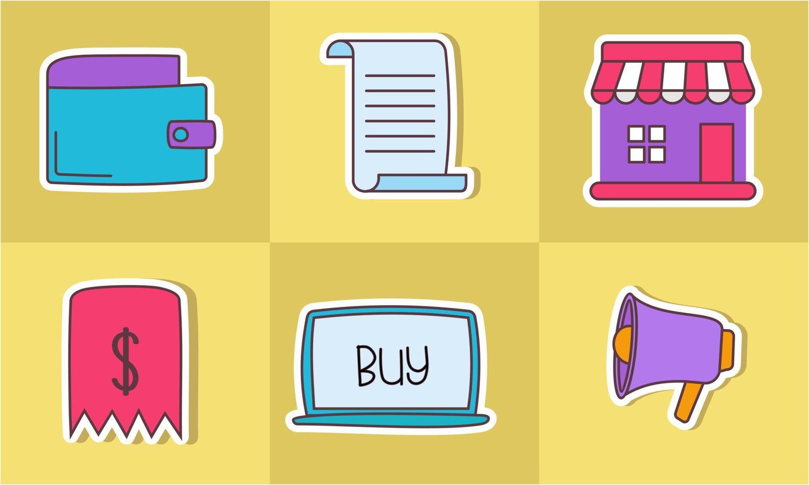 e-commerce sticker pictogrammen tekening kleur vector