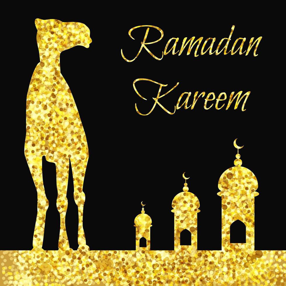 ramadan gouden groet met kameel vector