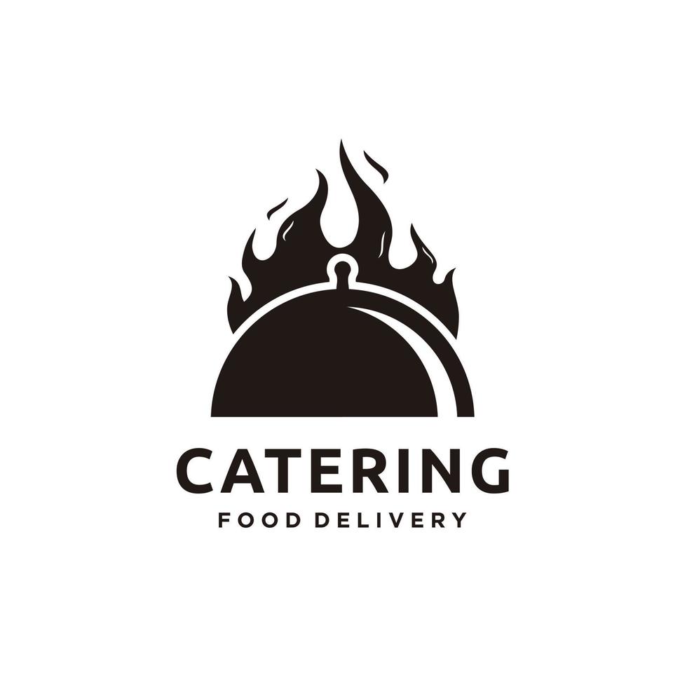 voedsel levering catering kop en vlam logo ontwerp icoon vector