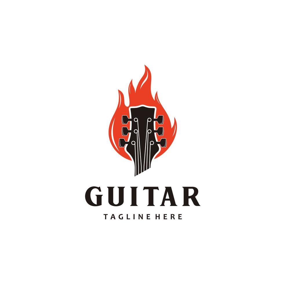 brand vlam gitaar logo ontwerp inspiratie vector