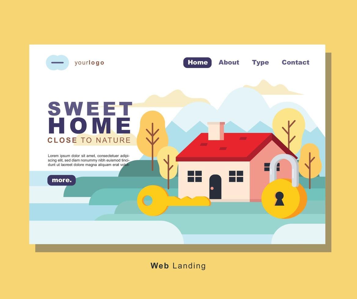 homepage ontwerp van sweet home dicht bij de natuur. vector