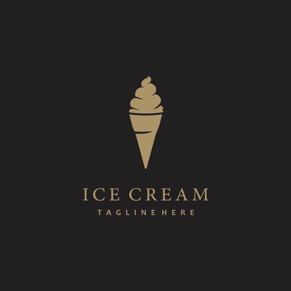 modern minimalistische ijs room logo ontwerp vector icoon goud kleur