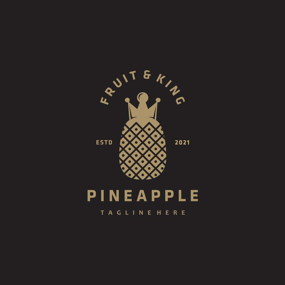 tropisch ananas fruit koning logo ontwerp vector goud kleur