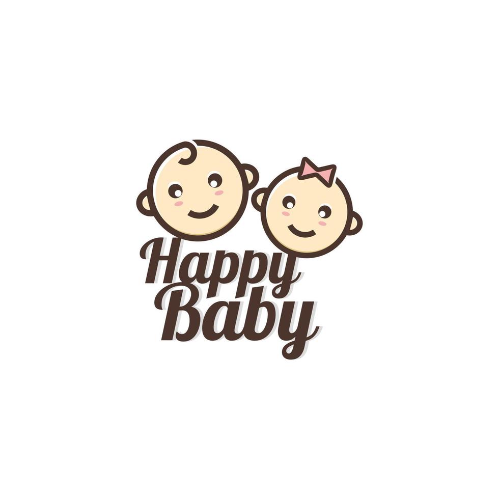 zoet schattig baby meisje en jongen logo ontwerp vector
