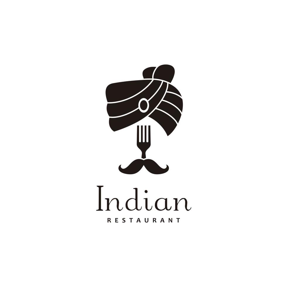 vork snor Indisch voedsel restaurant logo ontwerp vector