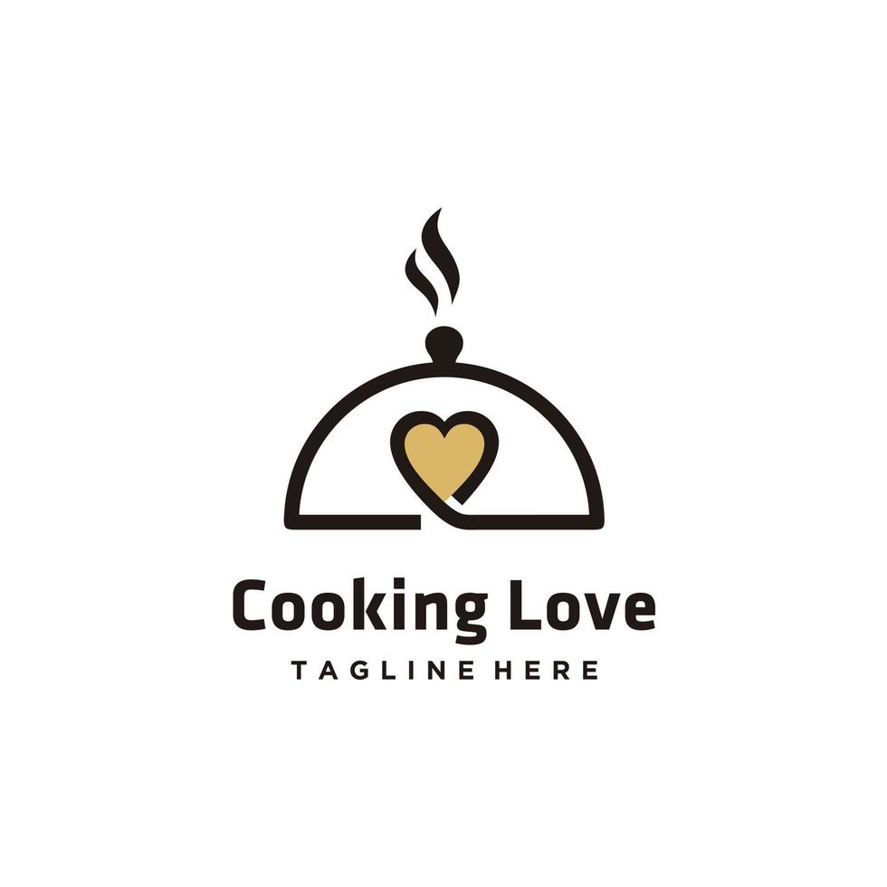 liefde Koken logo ontwerp. zilverwerk Koken. vector kleur embleem.