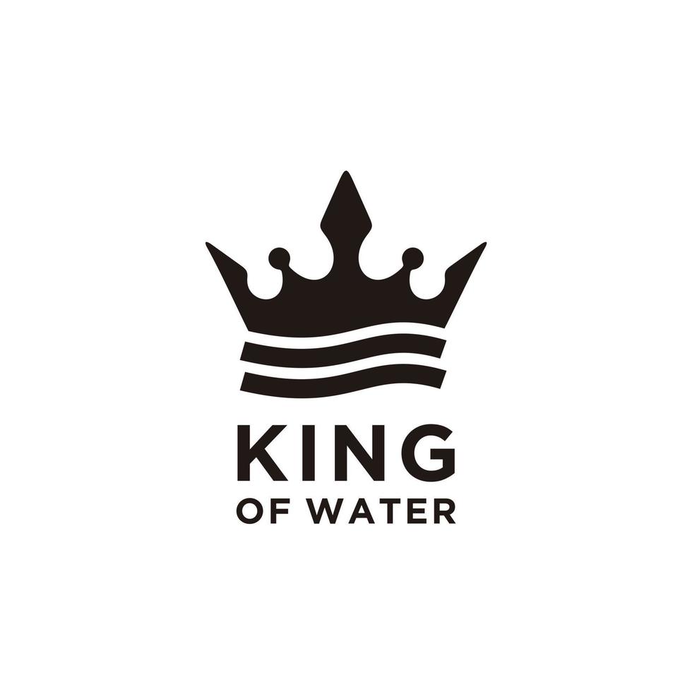 koning kroon en water zee oceaan Golf logo ontwerp icoon vector voor boot en schip