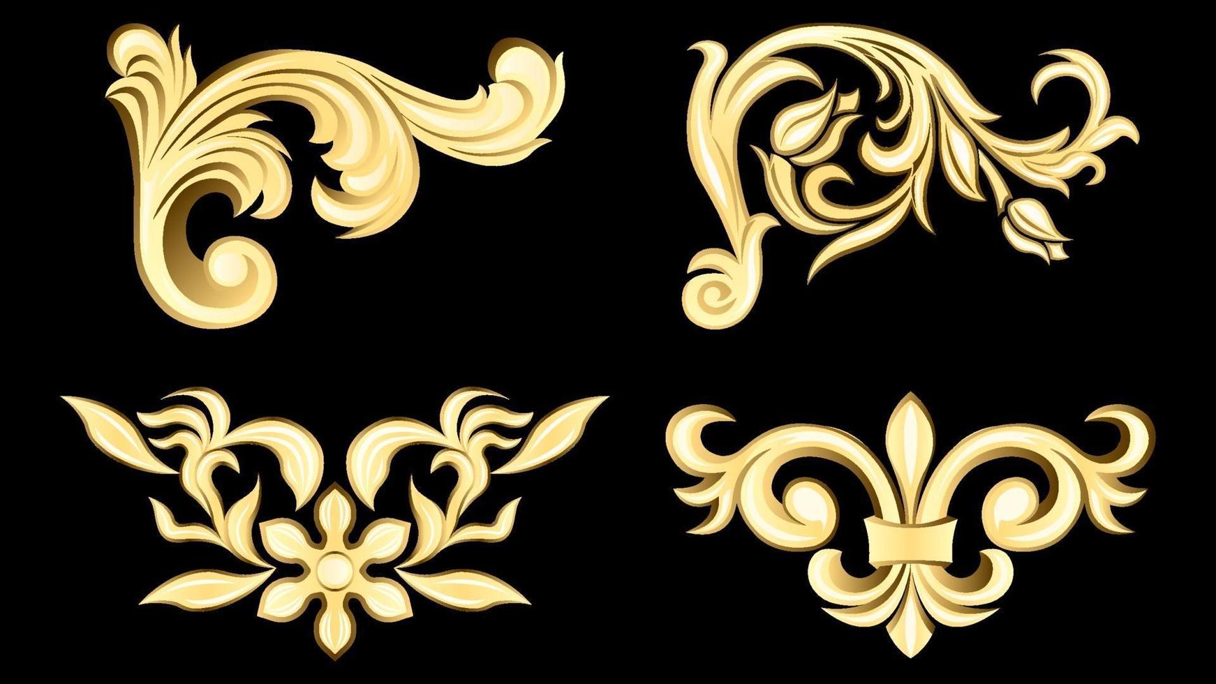realistische 3d gouden metalen producten decoratief stucwerk weefpatroon vector