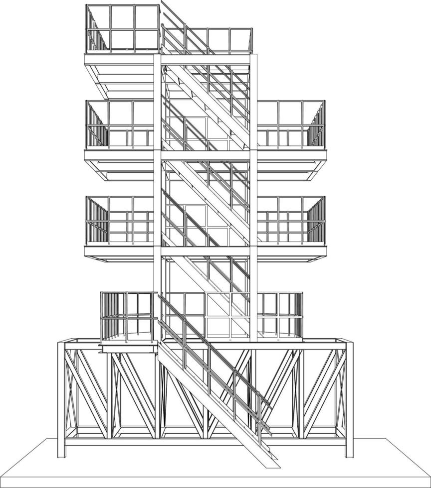 3d illustratie van industrieel gebouw vector