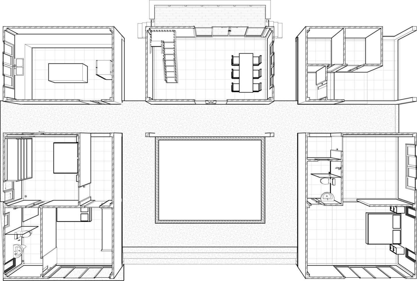 3d illustratie van woon- project vector