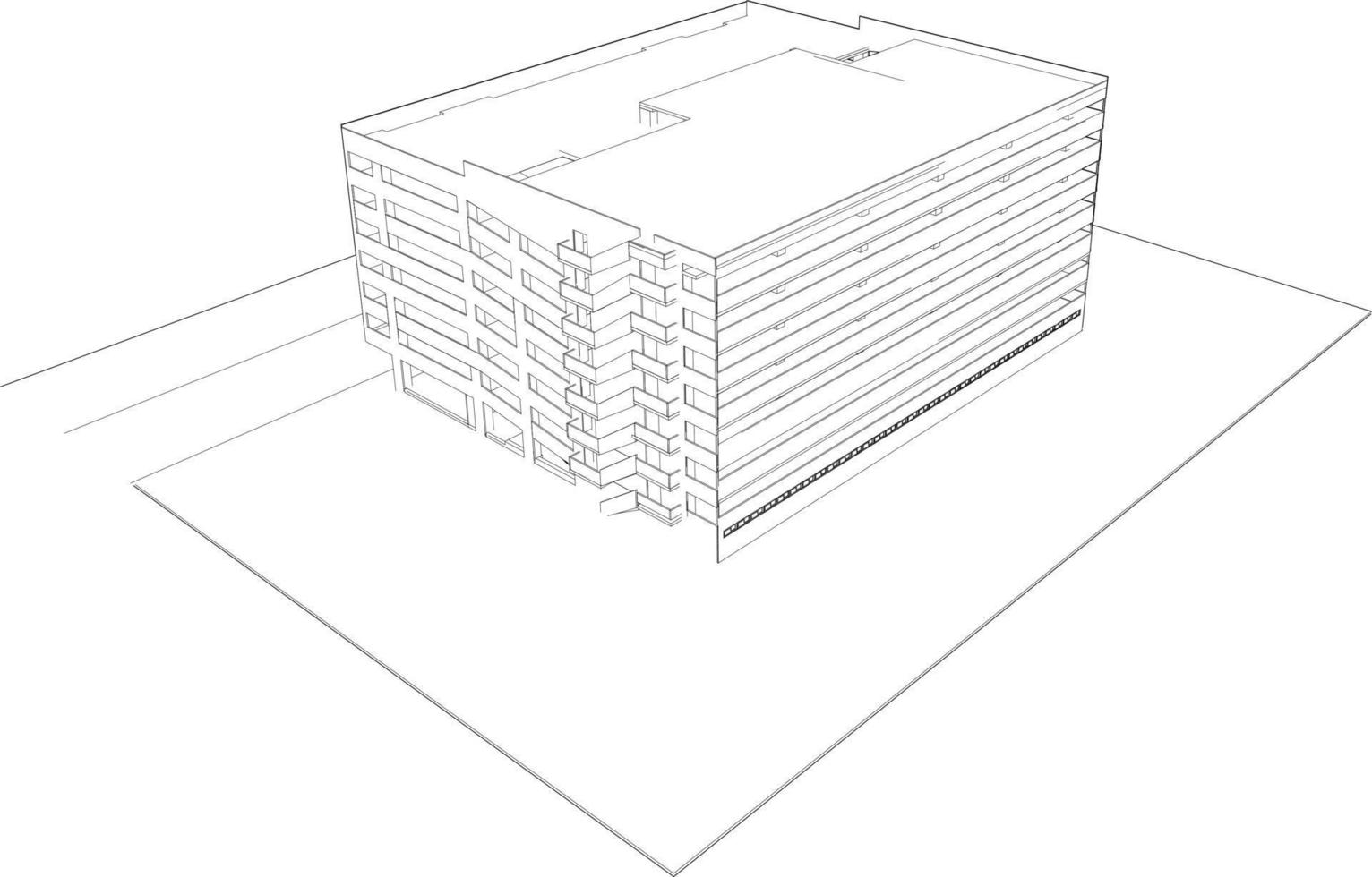 3d illustratie van gebouw project vector