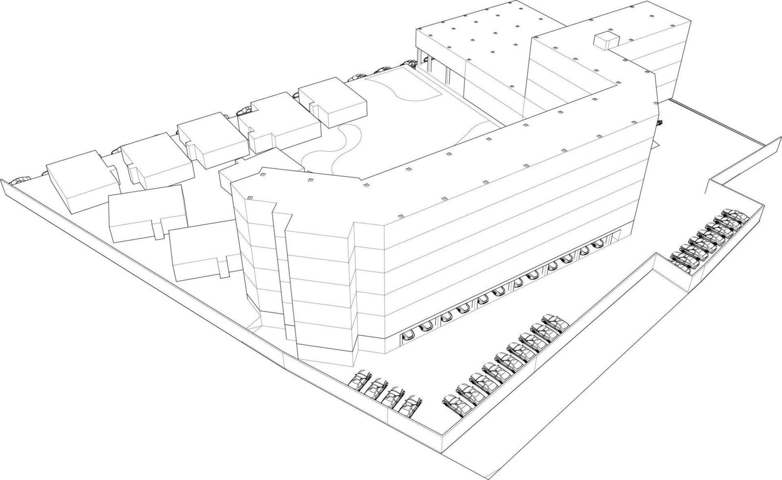 3d illustratie van gebouw project vector