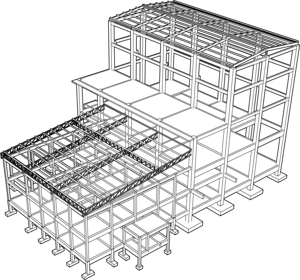 3d illustratie van industrieel gebouw vector