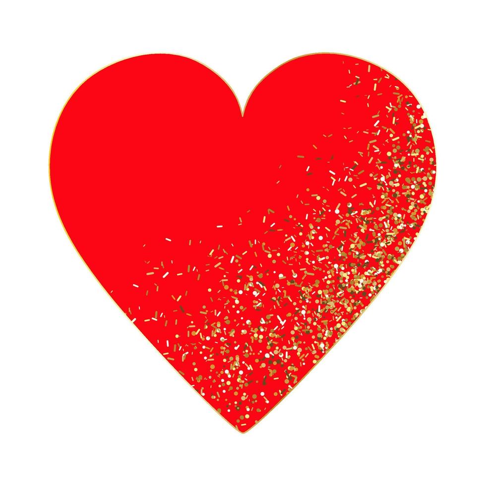 gelukkig Valentijnsdag dag. groot rood hart met goud schitteren. vector