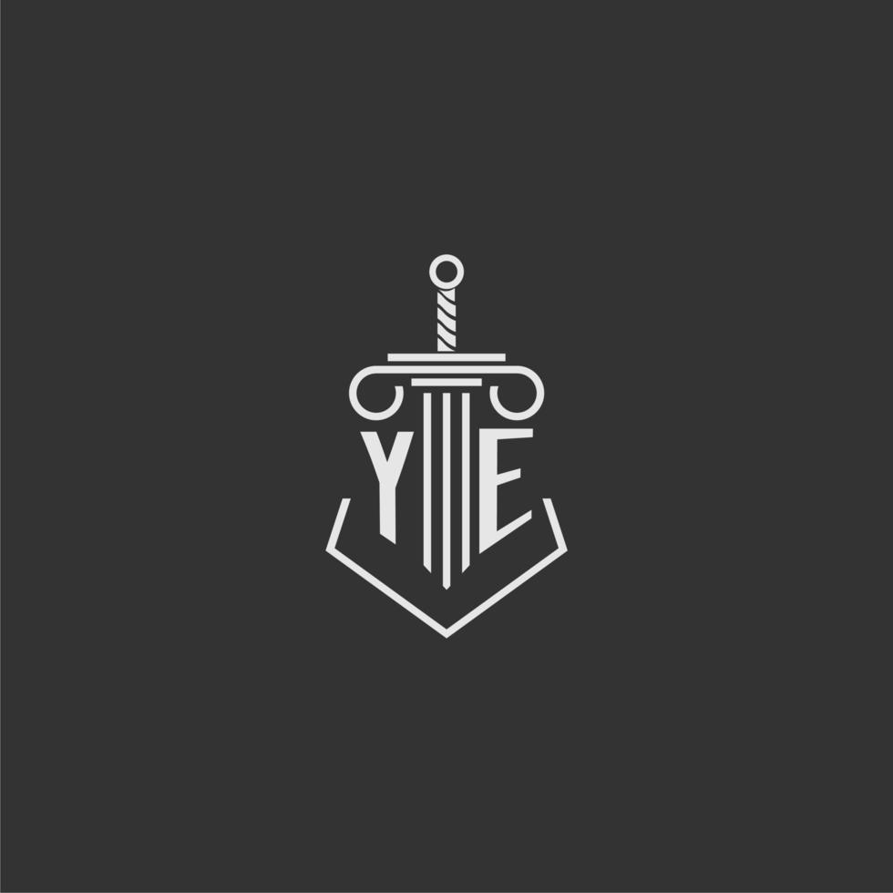 gij eerste monogram wet firma met zwaard en pijler logo ontwerp vector
