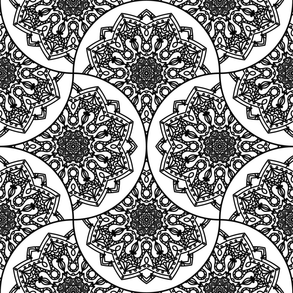 abstract mandala vis schaal naadloos patroon. sier- tegel, mozaïek- achtergrond. bloemen lapwerk oneindigheid kaart. Arabisch, Indisch, poef motieven. vector